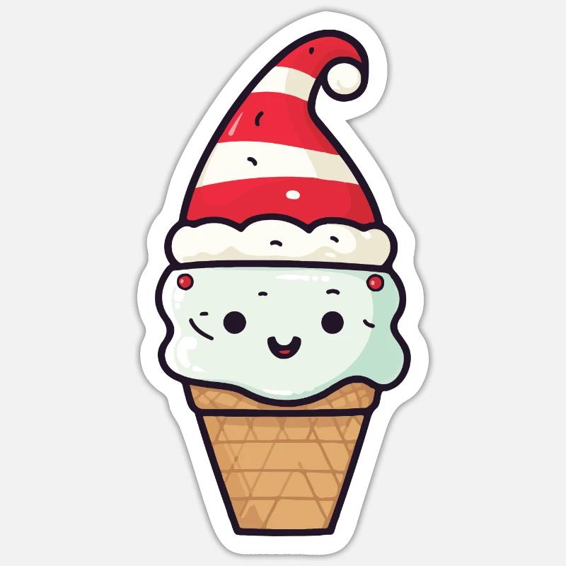 Eiskreme Weihnachten Comic - Sticker Größe S (10 x 10 cm) - Mattweiß