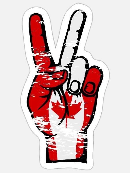 Kanada Flagge Frieden Victory Symbol used - Sticker Größe S (10 x 10 cm) - Mattweiß