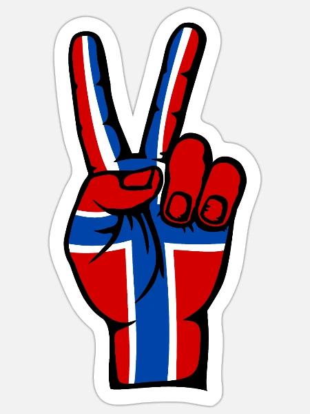 Norwegen Flagge Frieden Victory Symbol - Sticker Größe S (10 x 10 cm) - Mattweiß