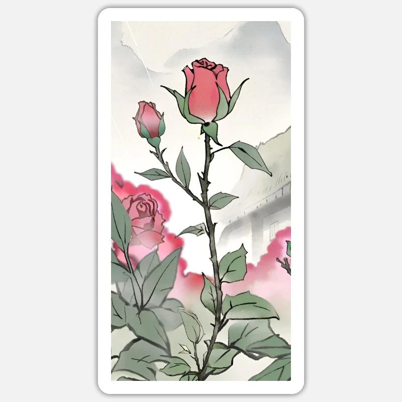 vertical rose Sticker size S (10 x 10 cm)