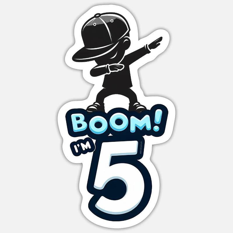 Boom! J’ai 5 ans - Sticker taille S (10 x 10 cm) - blanc mat