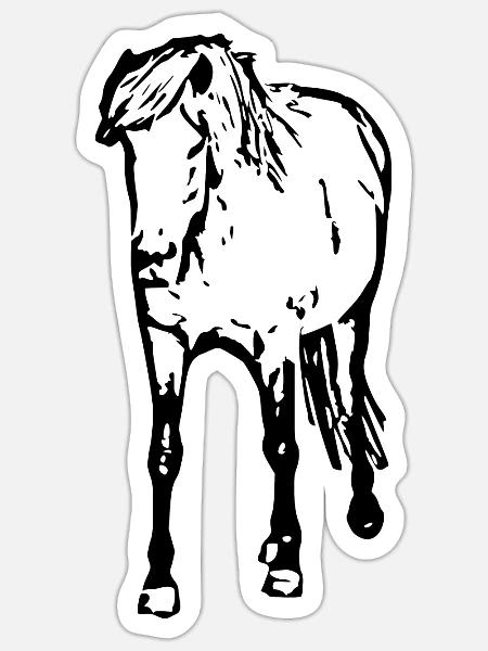Pferde T-shirt Geschenk Reiter - Sticker Größe S (10 x 10 cm) - Mattweiß