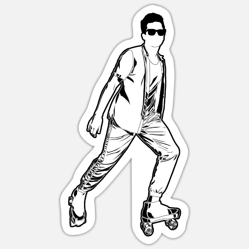 Roller Skater Junge - Sticker Größe S (10 x 10 cm) - Mattweiß