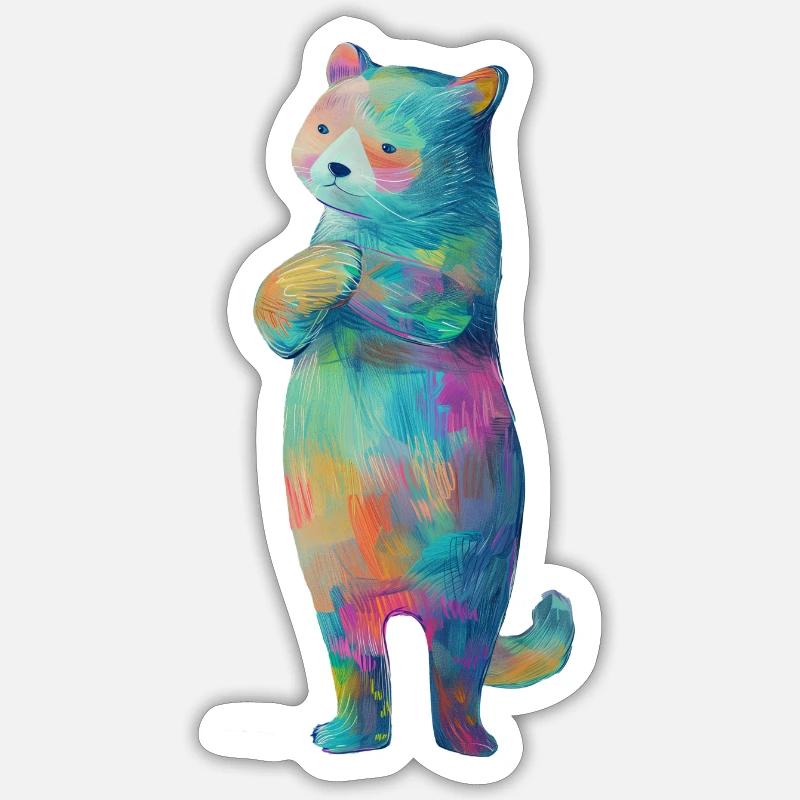 Bunte Katze 2 - Sticker Größe S (10 x 10 cm) - Mattweiß