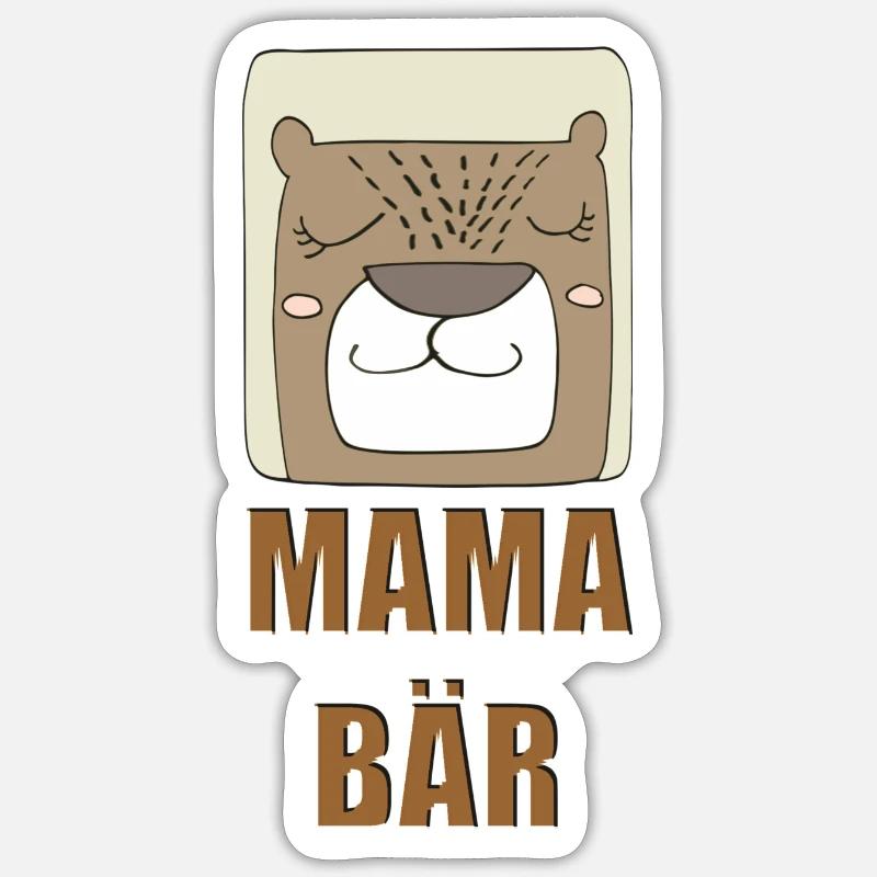 MAMA BÄR 2 - Sticker Größe S (10 x 10 cm) - Mattweiß