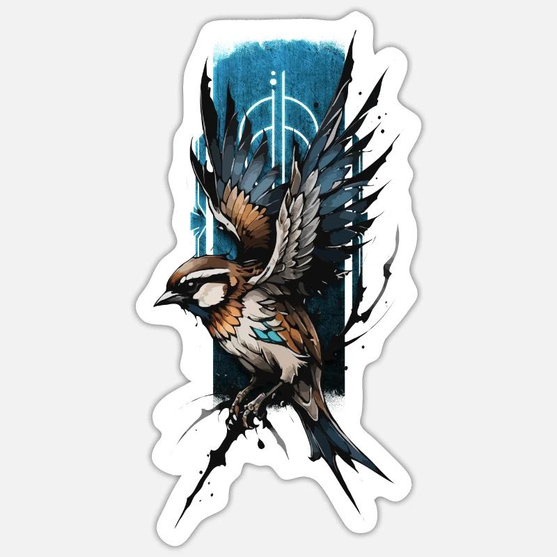 Perchoir de branche : oiseau cardinal déployant ses ailes Sticker taille S (10 x 10 cm)