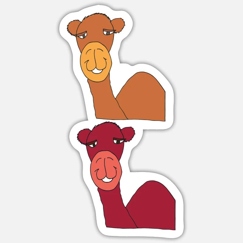 chameau double Sticker taille S (10 x 10 cm)