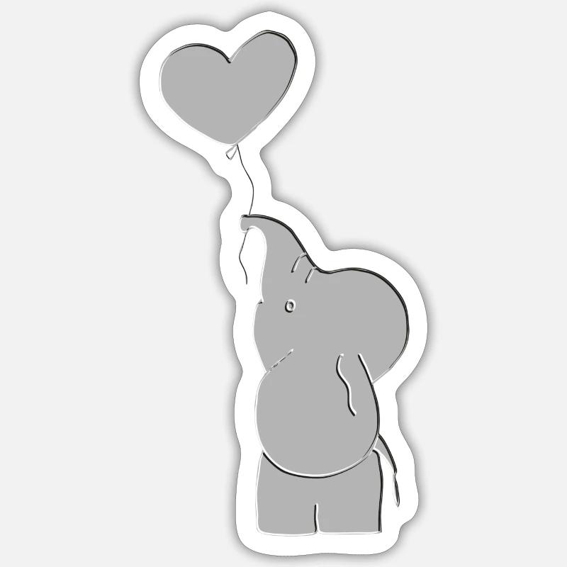 Elephant Relief Balloon - Sticker size S (10 x 10 cm) - white matte