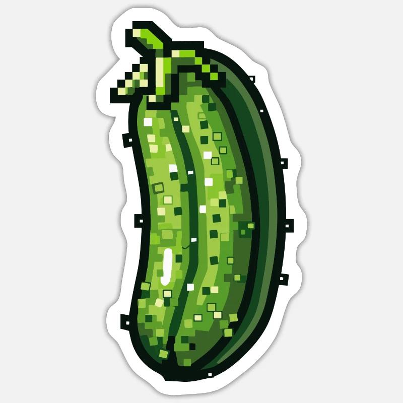 Gurke Pixel Symbol - Sticker Größe S (10 x 10 cm) - Mattweiß