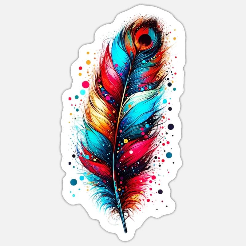 Feder - Sticker Größe S (10 x 10 cm) - Mattweiß