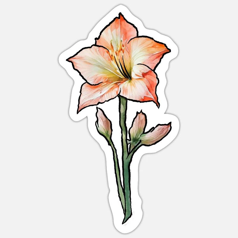 Amaryllis - Sticker taille S (10 x 10 cm) - blanc mat