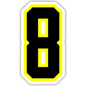 8 Number Leotard - Sticker size S (10 x 10 cm) - white matte - Front