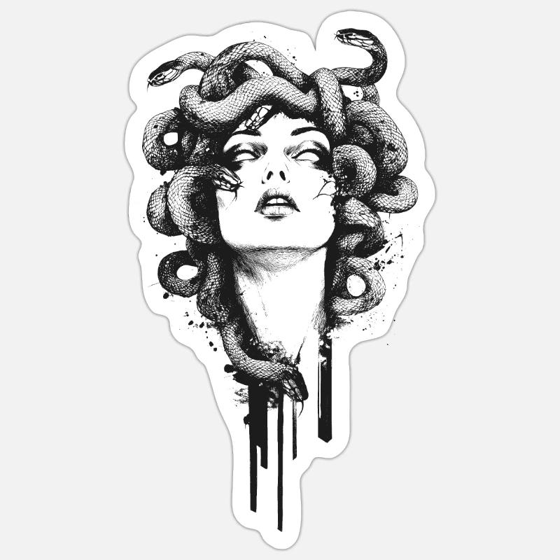 Méduse - Sticker taille S (10 x 10 cm) - blanc mat