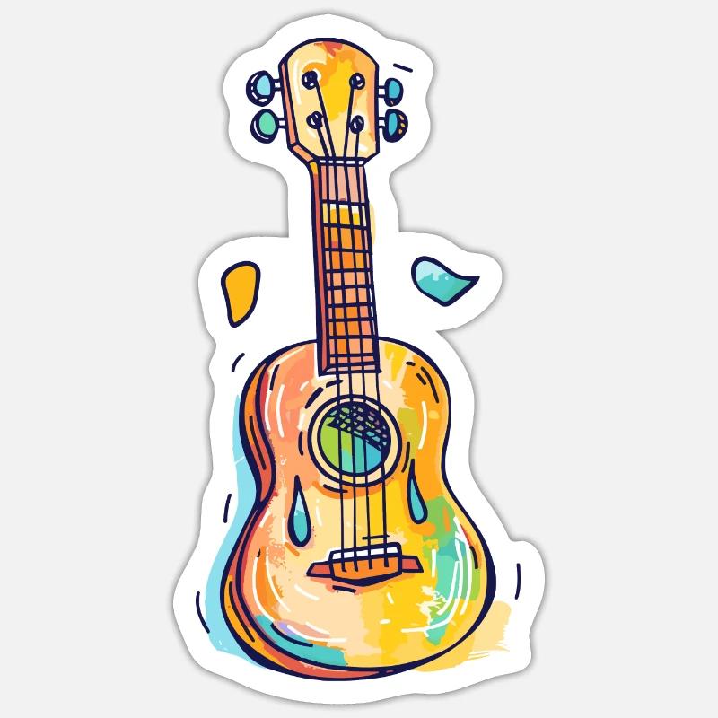 Ukulele Comic Look - Sticker size S (10 x 10 cm) - white matte