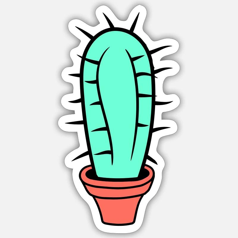 Small Cactus Spines Desert Cacti Flower Pot Sticker size S (10 x 10 cm)