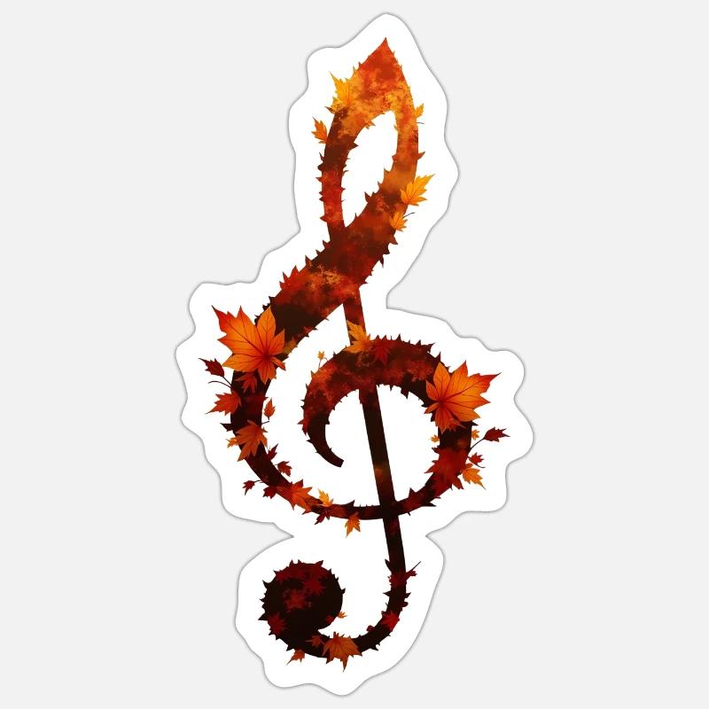 Clé de Sol Automnale - Sticker taille S (10 x 10 cm) - blanc mat