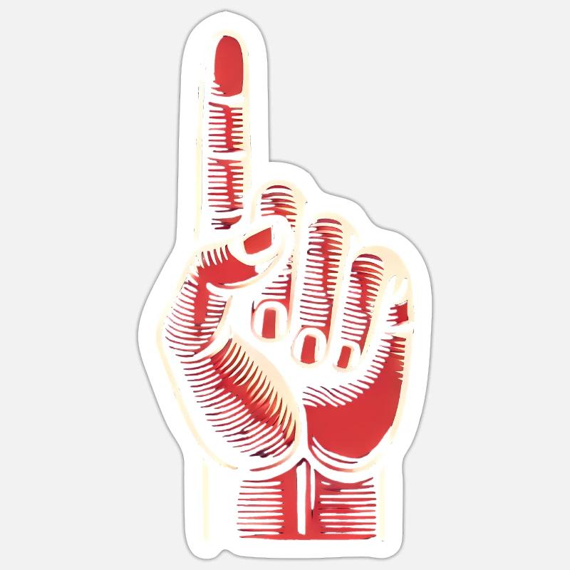 Conception audacieuse de geste de la main rouge Sticker taille S (10 x 10 cm)