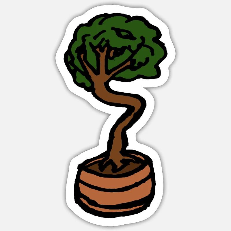 Small Tree Bonsai - Sticker size S (10 x 10 cm) - white matte