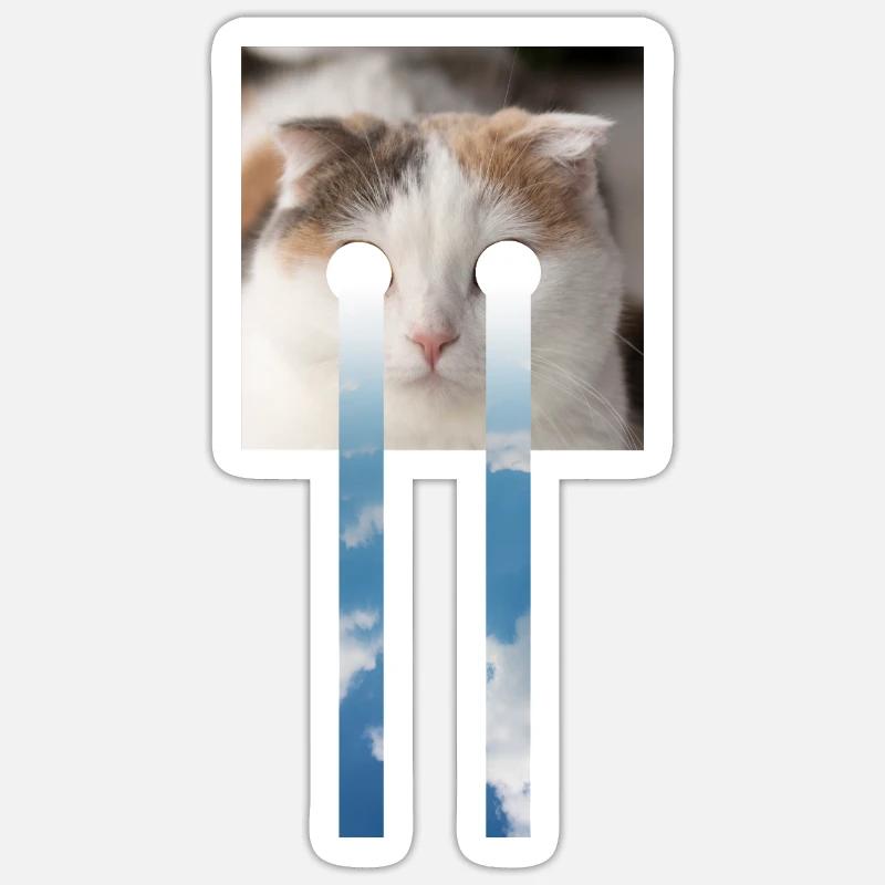 LE CHAT ET LE CIEL - Sticker taille S (10 x 10 cm) - blanc mat