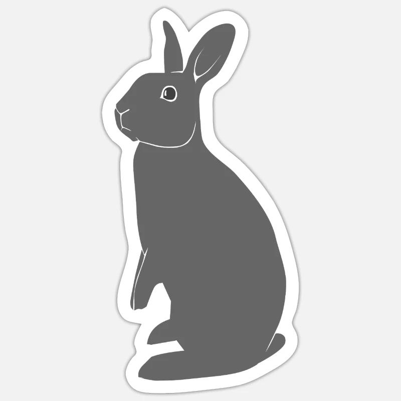 Lapin gris - Sticker taille S (10 x 10 cm) - blanc mat