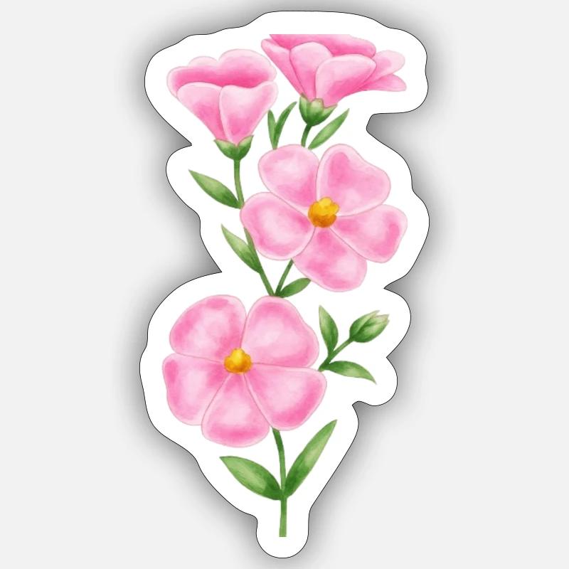 Rosa Blume - Sticker Größe S (10 x 10 cm) - Mattweiß