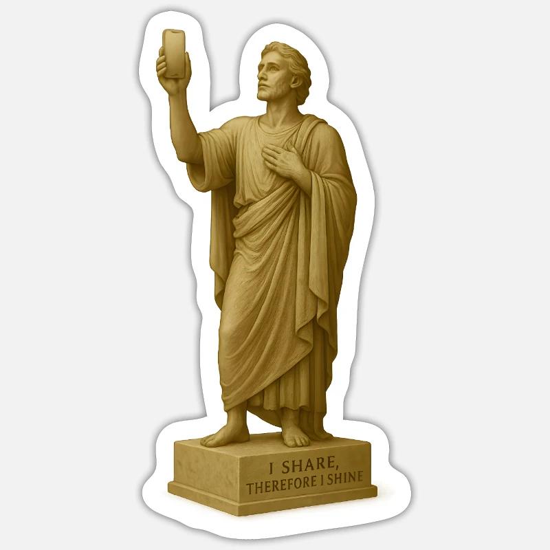 Antique Philosopher Statue with Quote - Sticker size S (10 x 10 cm) - white matte