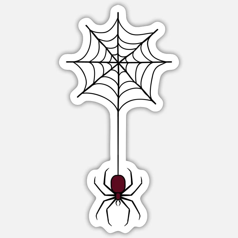 Spooky Halloween Spider in Web 3 - Sticker size S (10 x 10 cm) - white matte
