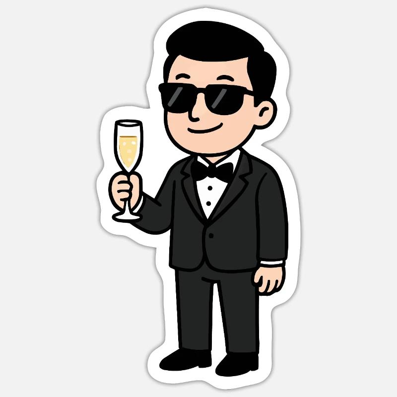 Bräutigam Hochzeit Comic - Sticker Größe S (10 x 10 cm) - Mattweiß