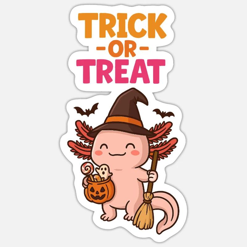 Axolotl Süßes oder Saures Halloween Sticker Größe S (10 x 10 cm)