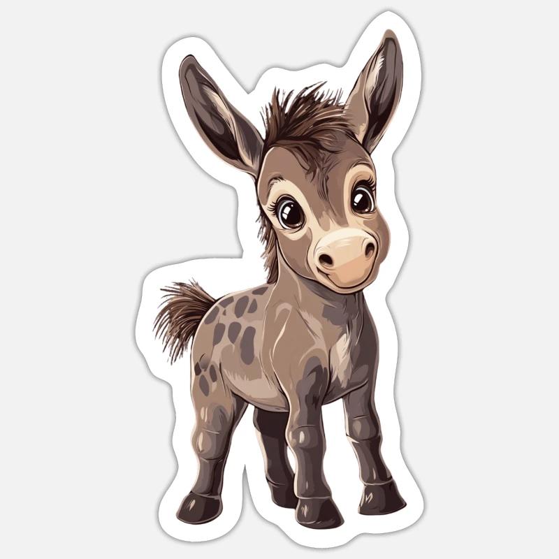 âne - Sticker taille S (10 x 10 cm) - blanc mat
