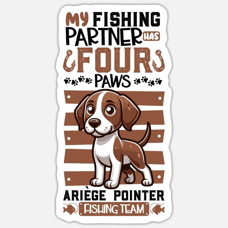 Fishing and Braque de l'Ariège - Sticker size S (10 x 10 cm) - white matte