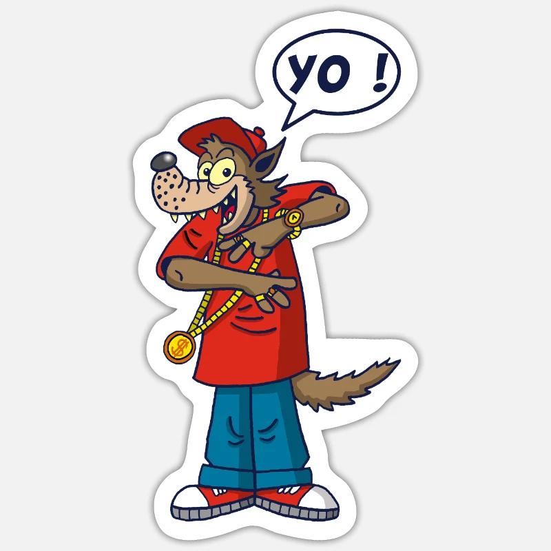 Wolf rapper - Sticker size S (10 x 10 cm) - white matte