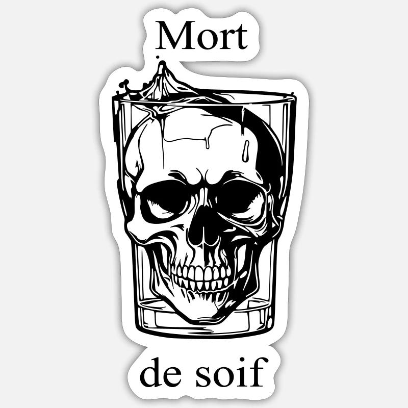 Schädel – Tod des Durstes - Sticker Größe S (10 x 10 cm) - Mattweiß
