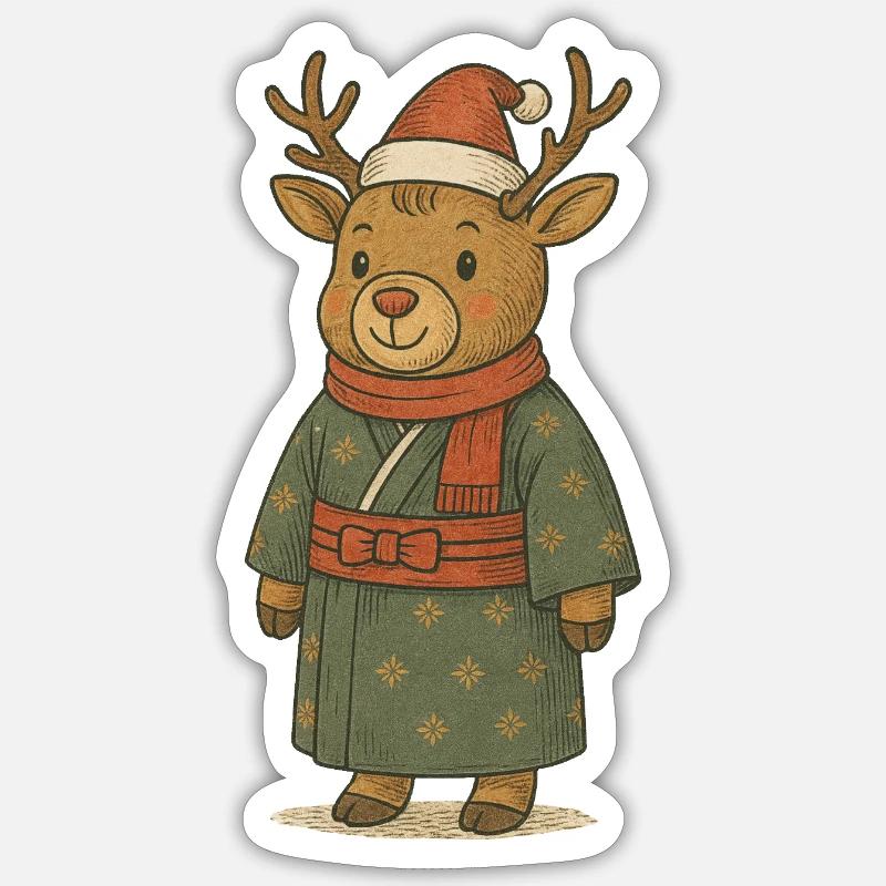 Koro le cerf de Noël - Sticker taille S (10 x 10 cm) - blanc mat