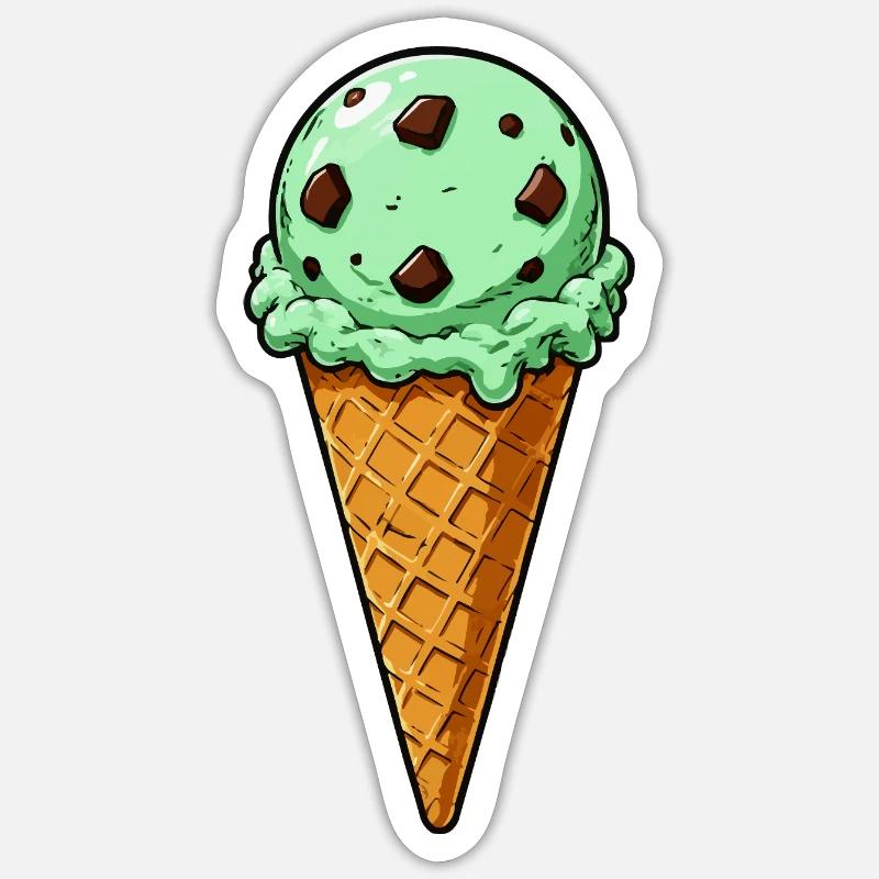 Culasse de glace menthe chocolat - Sticker taille S (10 x 10 cm) - blanc mat