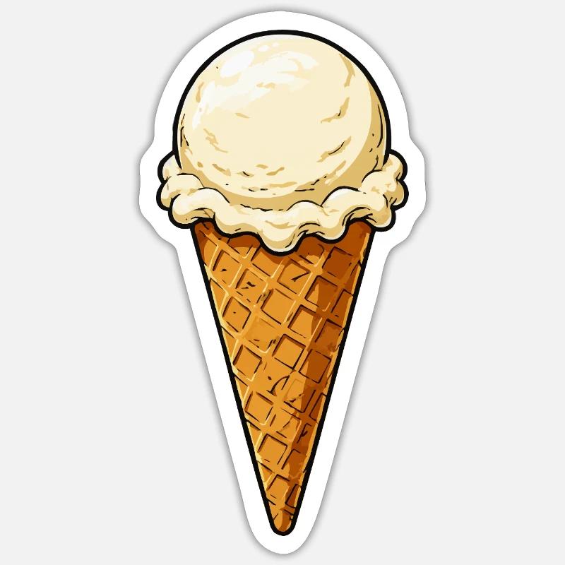 Vanille Eis Kugel - Sticker size S (10 x 10 cm) - white matte