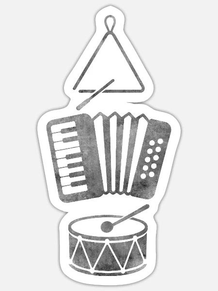 Forro Instrumente – Triangel, Sanfona & Zabumba - Sticker Größe S (10 x 10 cm) - Mattweiß