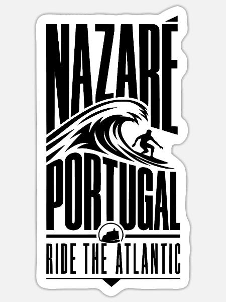 Nazaré Portugal Surfen - Sticker Größe S (10 x 10 cm) - Mattweiß