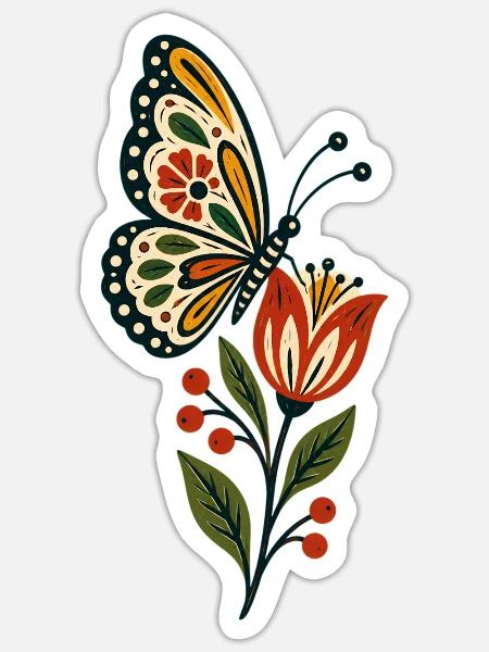 Schmetterlinge Schöner Schmetterling - Sticker Größe S (10 x 10 cm) - Mattweiß