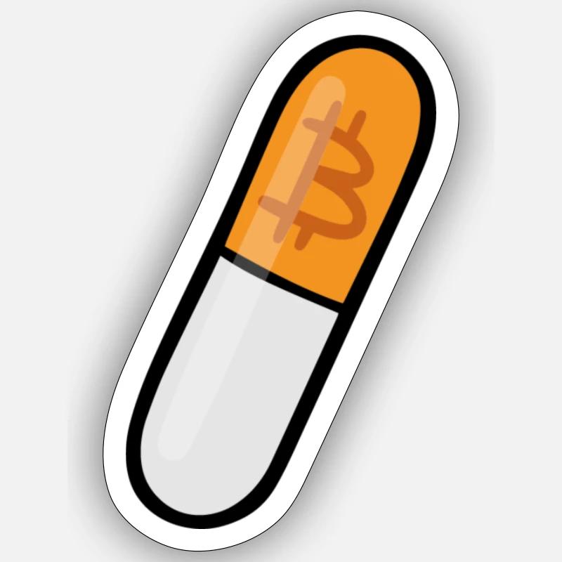 Bitcoin Orange Pilule - Sticker taille S (10 x 10 cm) - blanc mat