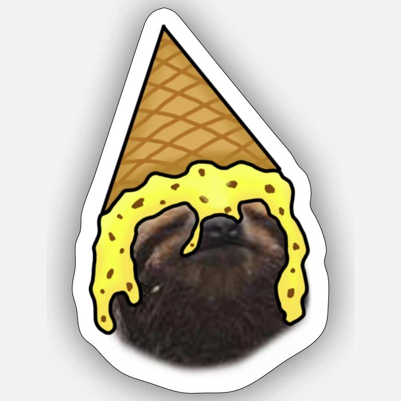 Faultier mit Eiscreme als Hut Sticker Größe S (10 x 10 cm)