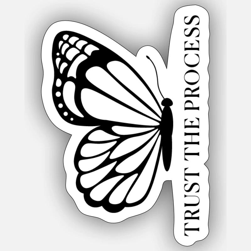 Trust the Process Butterfly Minimal Tee - Sticker Größe S (10 x 10 cm) - Mattweiß