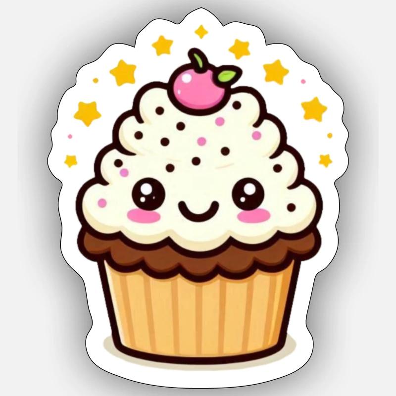 Clara Cupcake - Sticker taille S (10 x 10 cm) - blanc mat