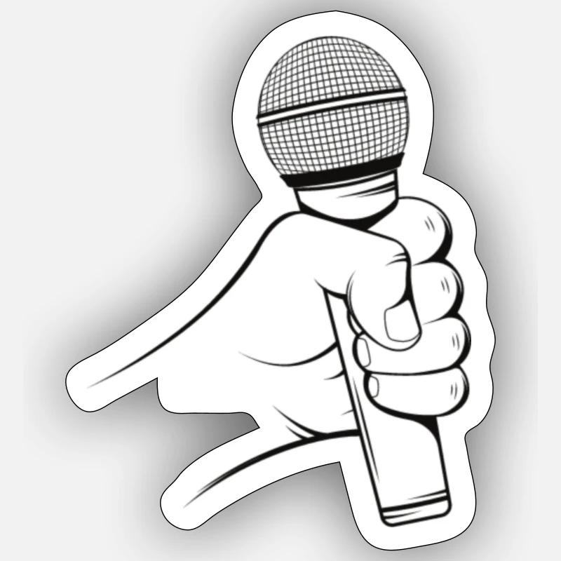 Micro interview Drôle blague - Sticker taille S (10 x 10 cm) - blanc mat