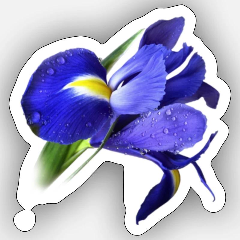 fleur bleu trés belle fleurs - Sticker taille S (10 x 10 cm) - blanc mat