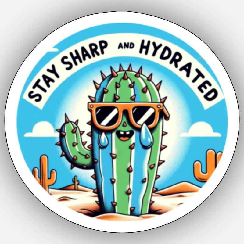 Cactus hydraté - Sticker taille S (10 x 10 cm) - blanc mat