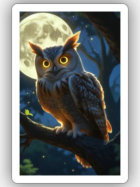 Majestätische Eule - Sticker Größe S (10 x 10 cm) - Mattweiß