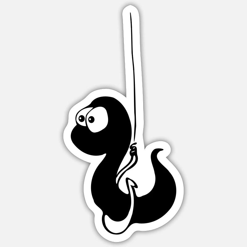 Asticot sur son hameçon - Sticker taille S (10 x 10 cm) - blanc mat