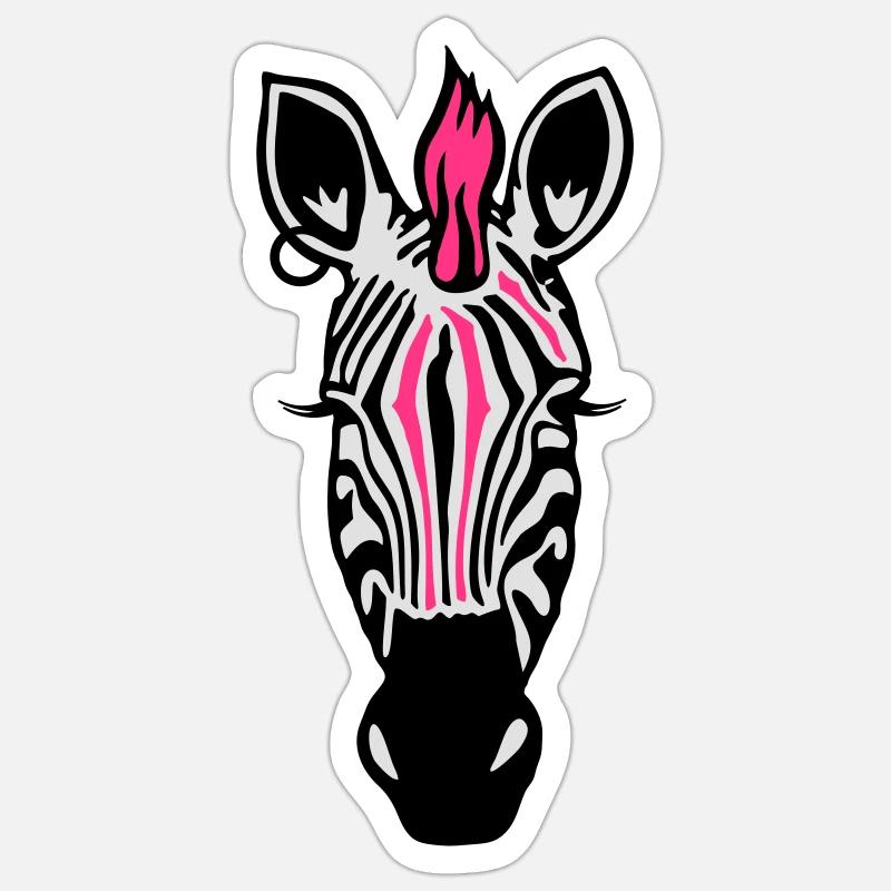 Zebra Punk mit Ohrring - Sticker Größe S (10 x 10 cm) - Mattweiß