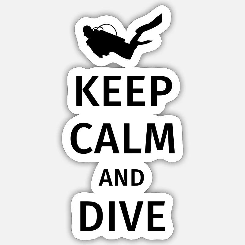 keep calm and dive - Sticker Größe S (10 x 10 cm) - Mattweiß